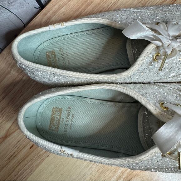Keds Kate Spade metallic chunky glitter sparkly lace up sneakers size 8W - Picture 6 of 10